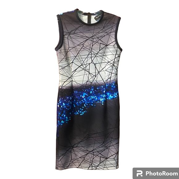 Yigal Azrouel Cut25 Dress 8 Sheath Mini Sleeveless Back Zip Stretch Crew Neck - Picture 1 of 7